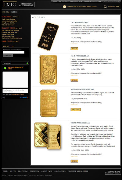 Precious Metals Investment Group (preciousmetalsinvestmentgroup.com)
Gold Bars Page